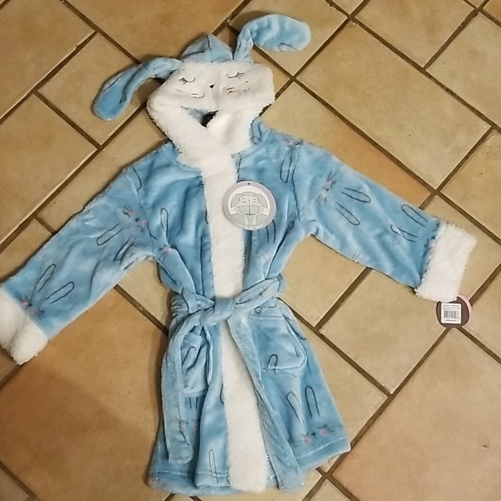 Adorable Bunny Bath Robe sz 4 NWTS Gift Christmas Holiday Hooded With Ears NEW